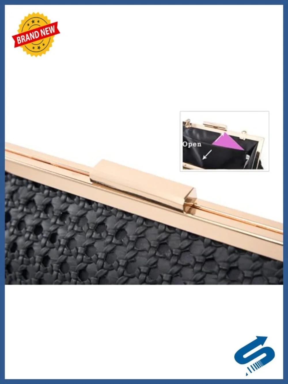 Faux Leather Woven Evening Clutch with Detachable Chain